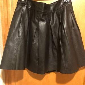 Banana Republic Pleated Black Leather Skirt